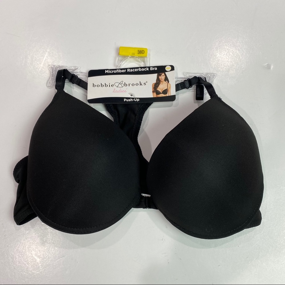 New Bobbie Brooks black push up front fasten bra